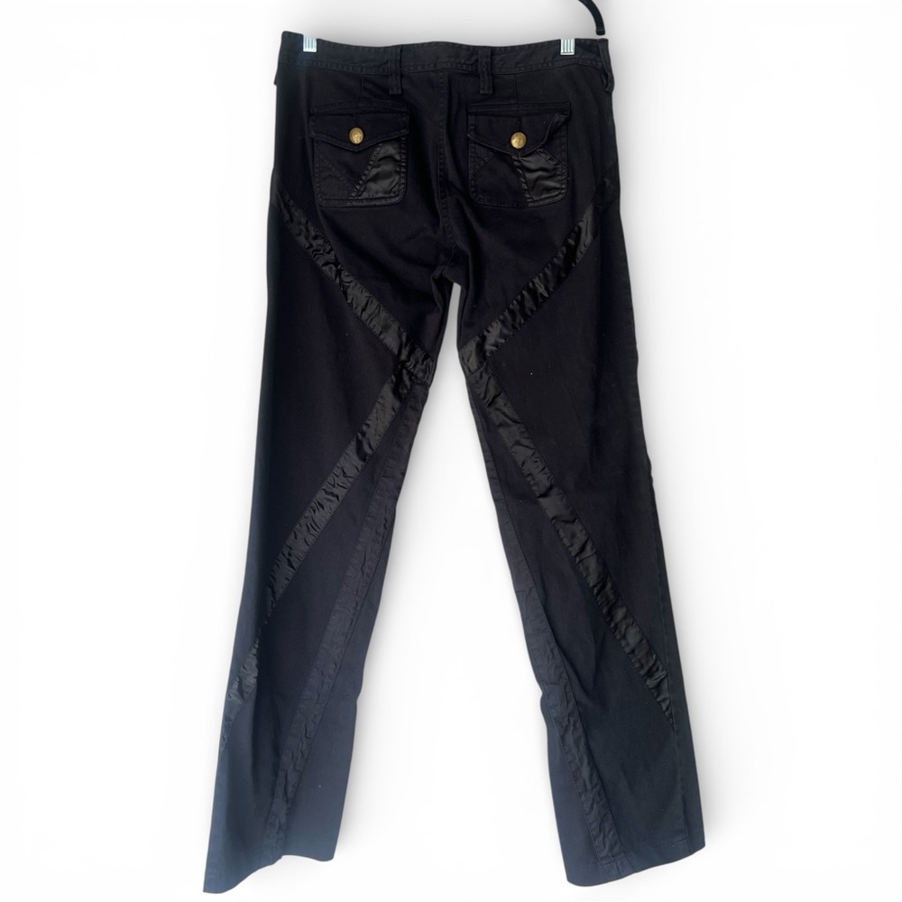 BCBGMaxAzria Black Straight Leg Jeans with Satin Ribbon Detailing Punk Goth 12